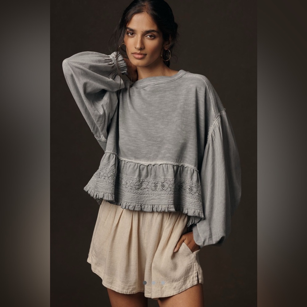 Pilcro Long-Sleeve Crop Babydoll Top NWT